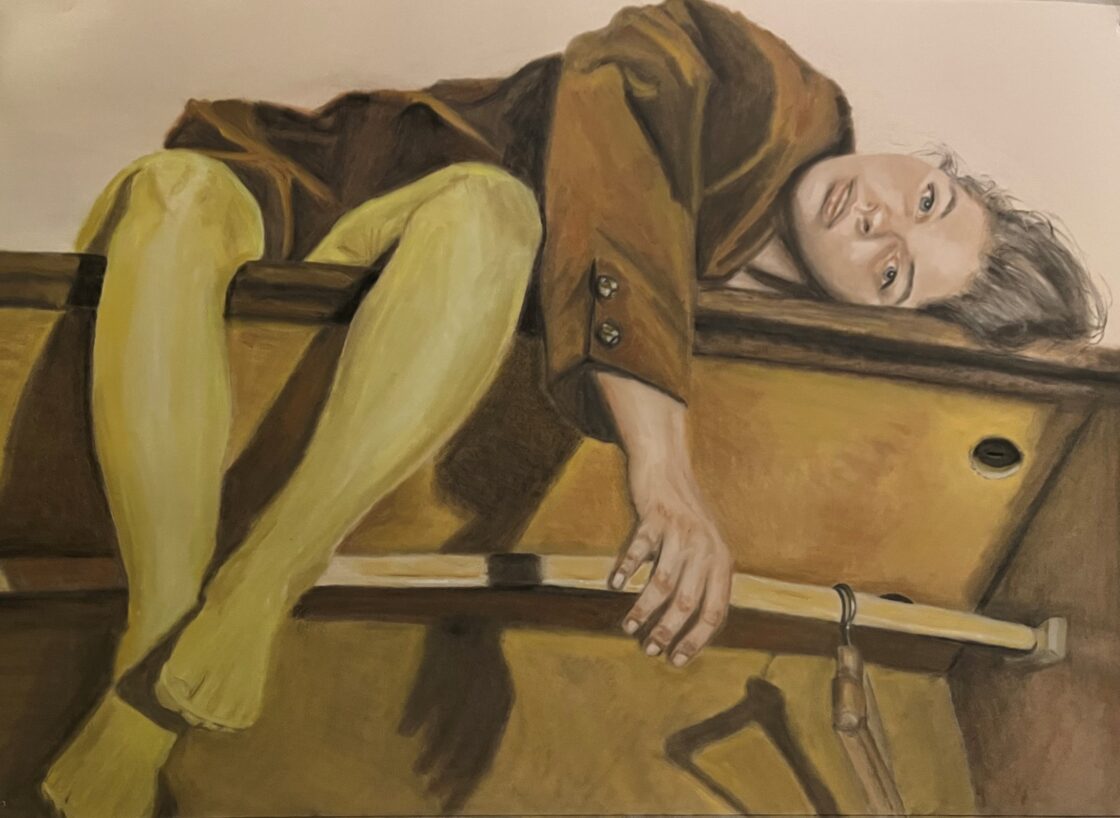 Girl on wardrobe